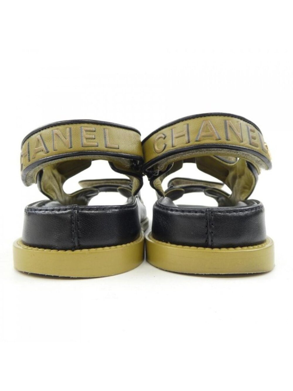 Chanel Size 37 Lambskin Khaki Sandals - Picture 5 of 6